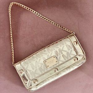 Michael Kors Gold Metallic Leather Shoulder Bag